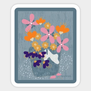 Abstract Whimsy - Vase Of Flowers. Sticker